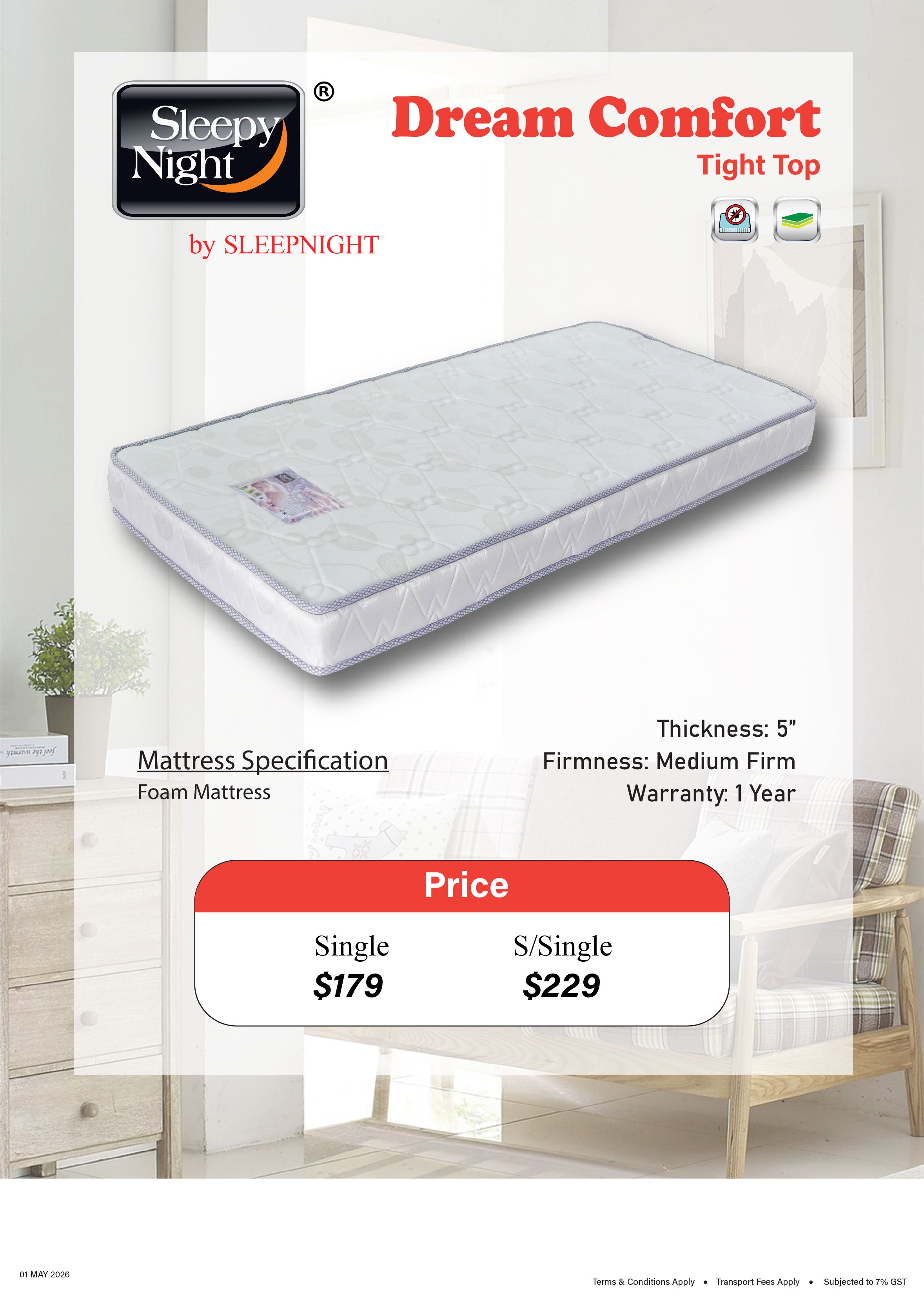 Sleepynight Dream Comfort Eco Foam Mattress | SGmattress