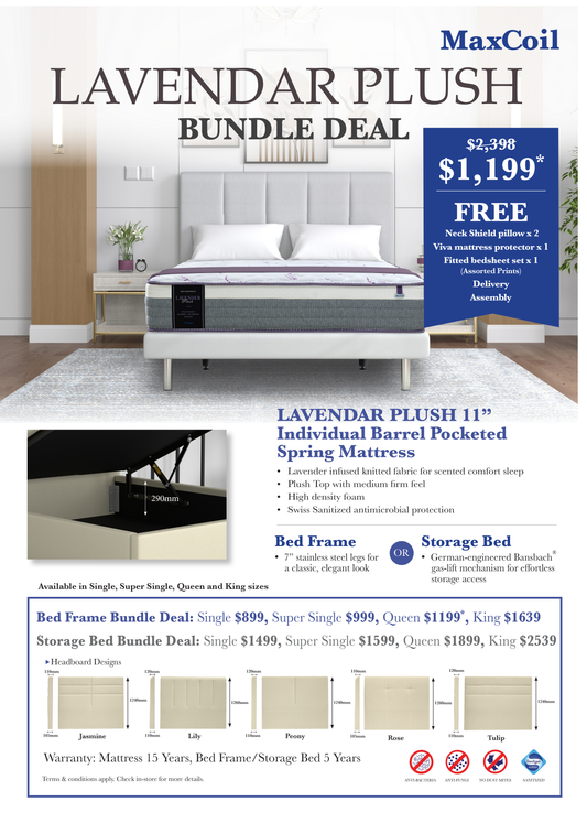 Maxcoil Lavender Plush Mattress Bundle