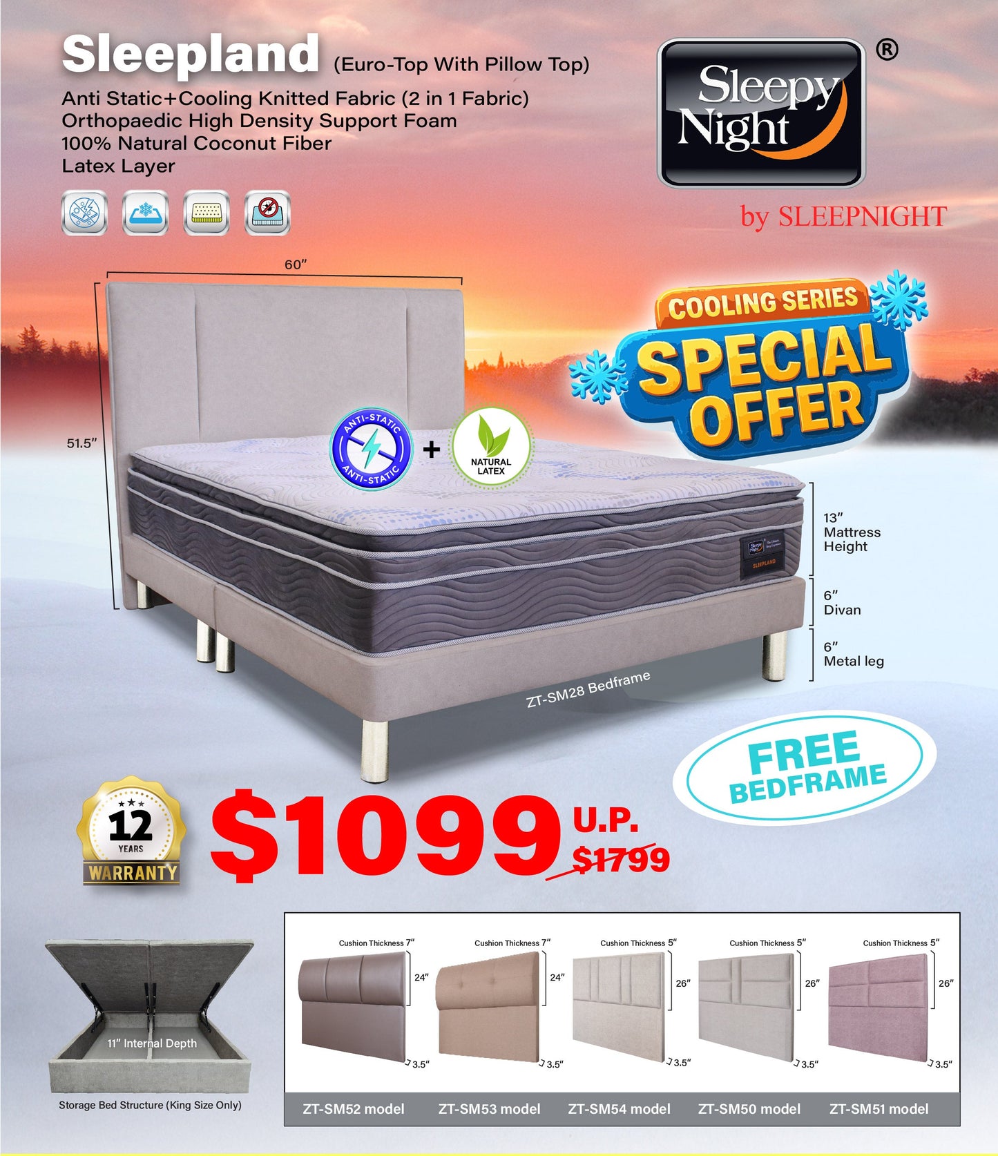 Sleepynight Sleepland Individual Pocketed Spring Mattress