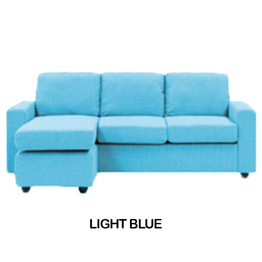 Fabric L Shape Sofa Light Blue