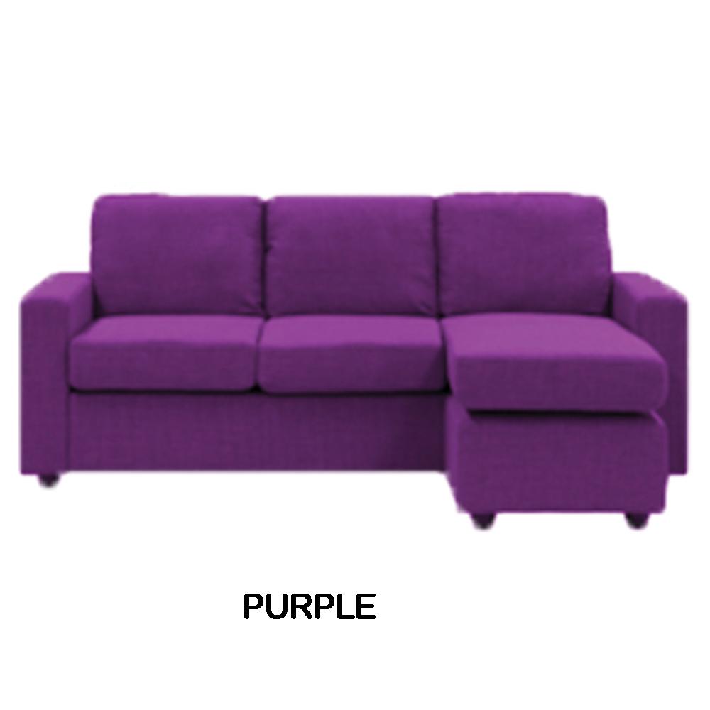 Fabric L Shape Sofa Purple