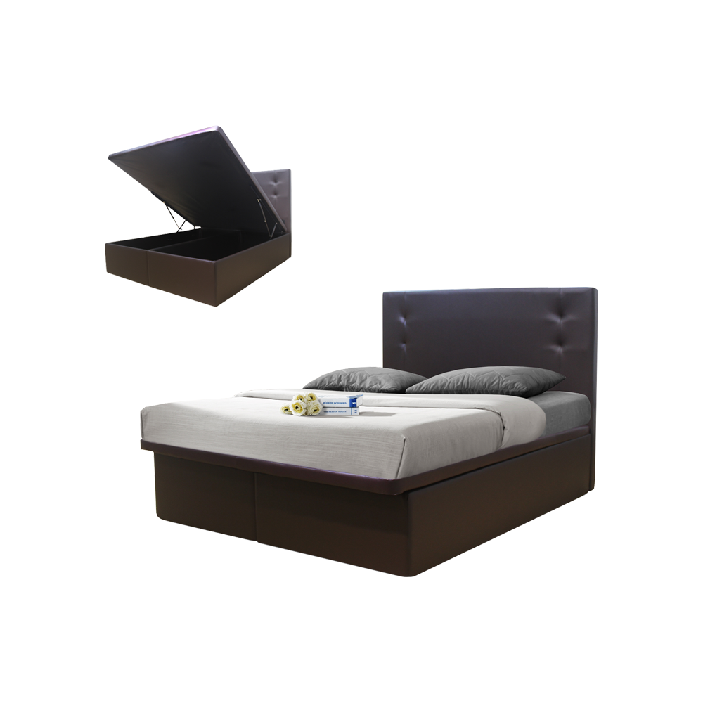 PVC Leather Storage Bedframe