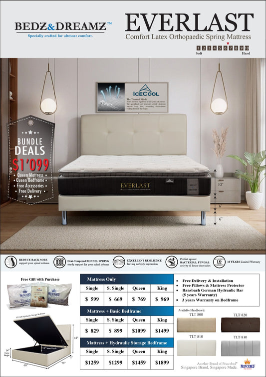 Bedz & Dreamz Comfort Latex Orthopaedic Spring Mattress Bundle