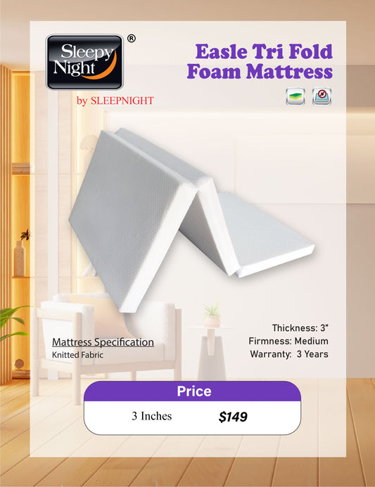 Sleepy Night Easle Tri Fold Foam Mattress