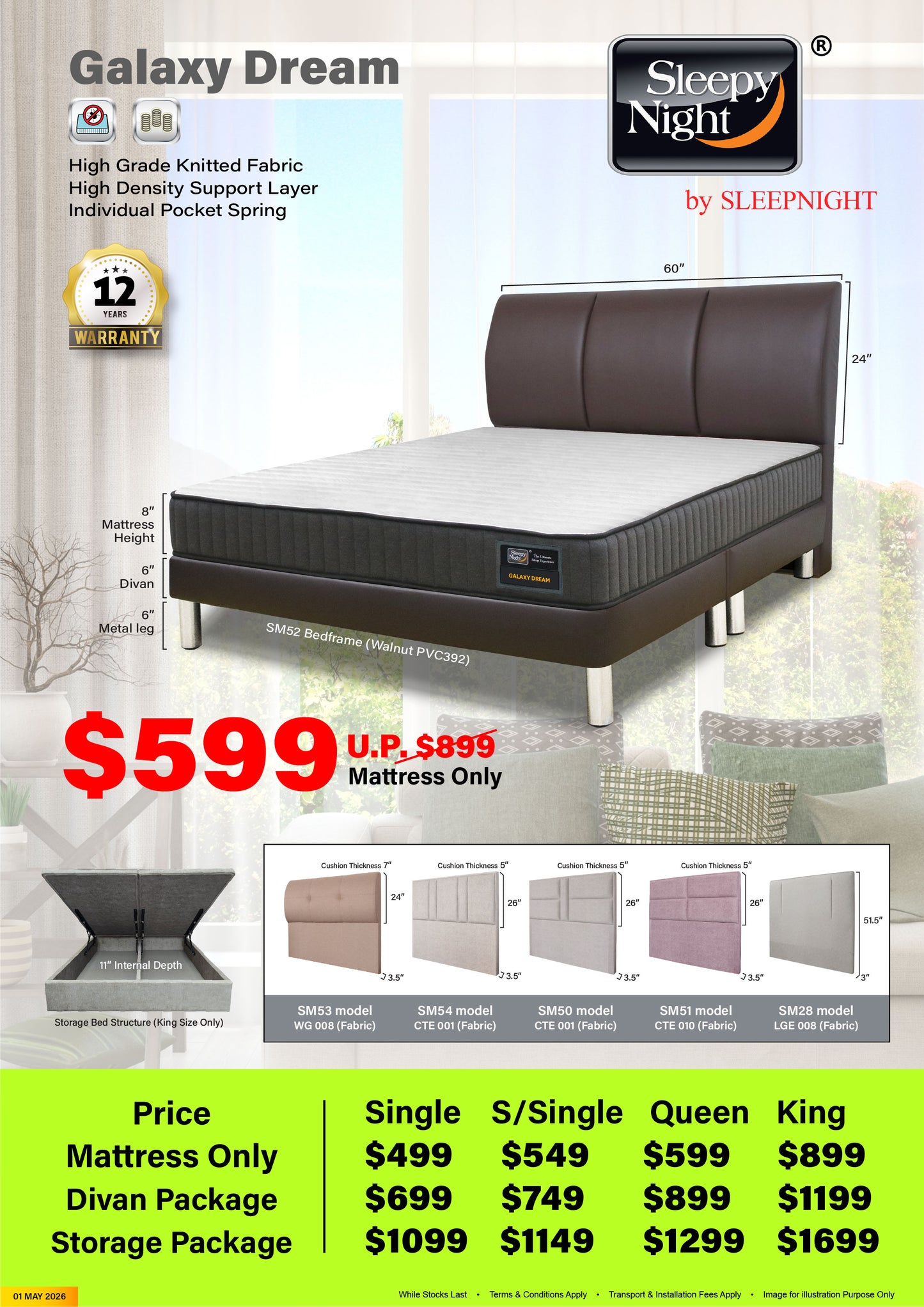 Sleepy Night Galaxy Dream Pocketed Spring Mattress Package
