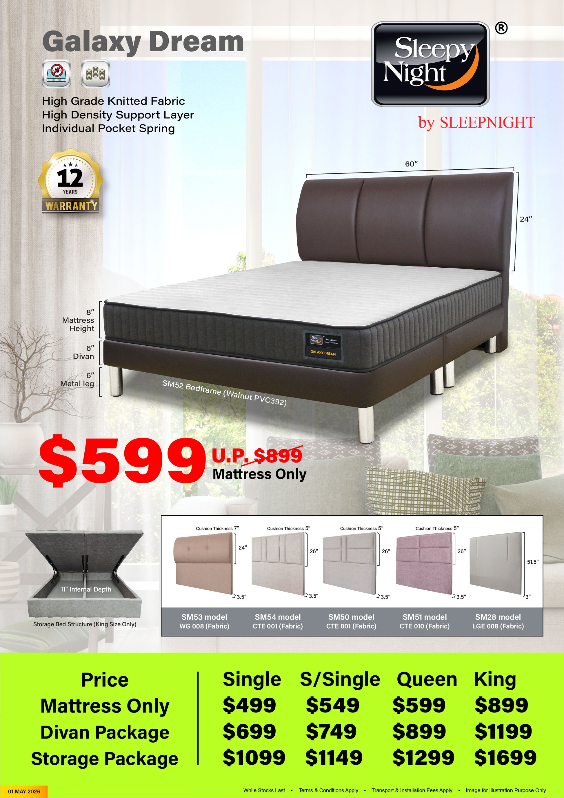Sleepy Night Galaxy Dream Pocketed Spring Mattress Package