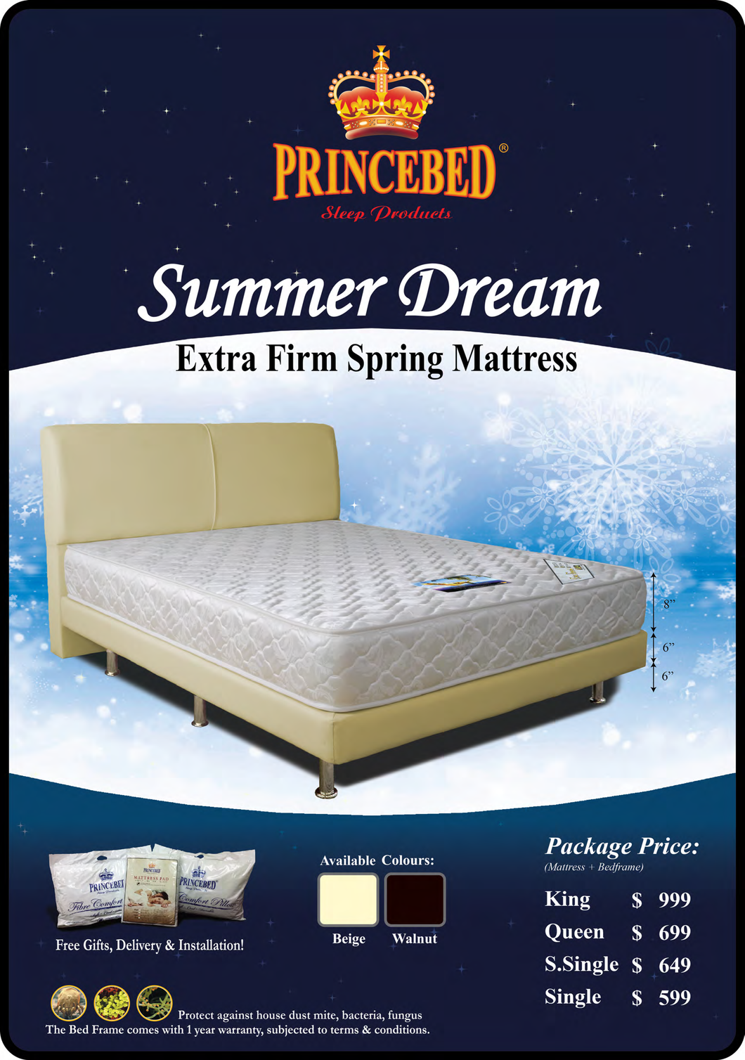 Princebed Summer Dream Spring Mattress Bundle