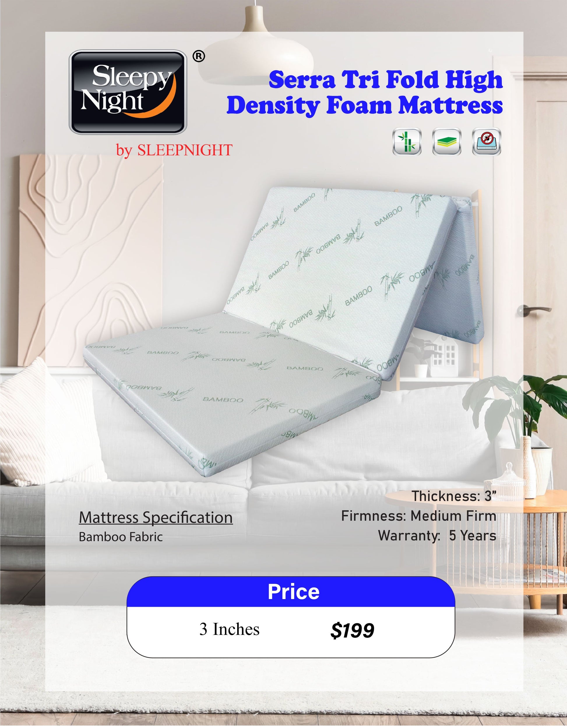 Sleepy Night Serra Tri Fold Foam Mattress
