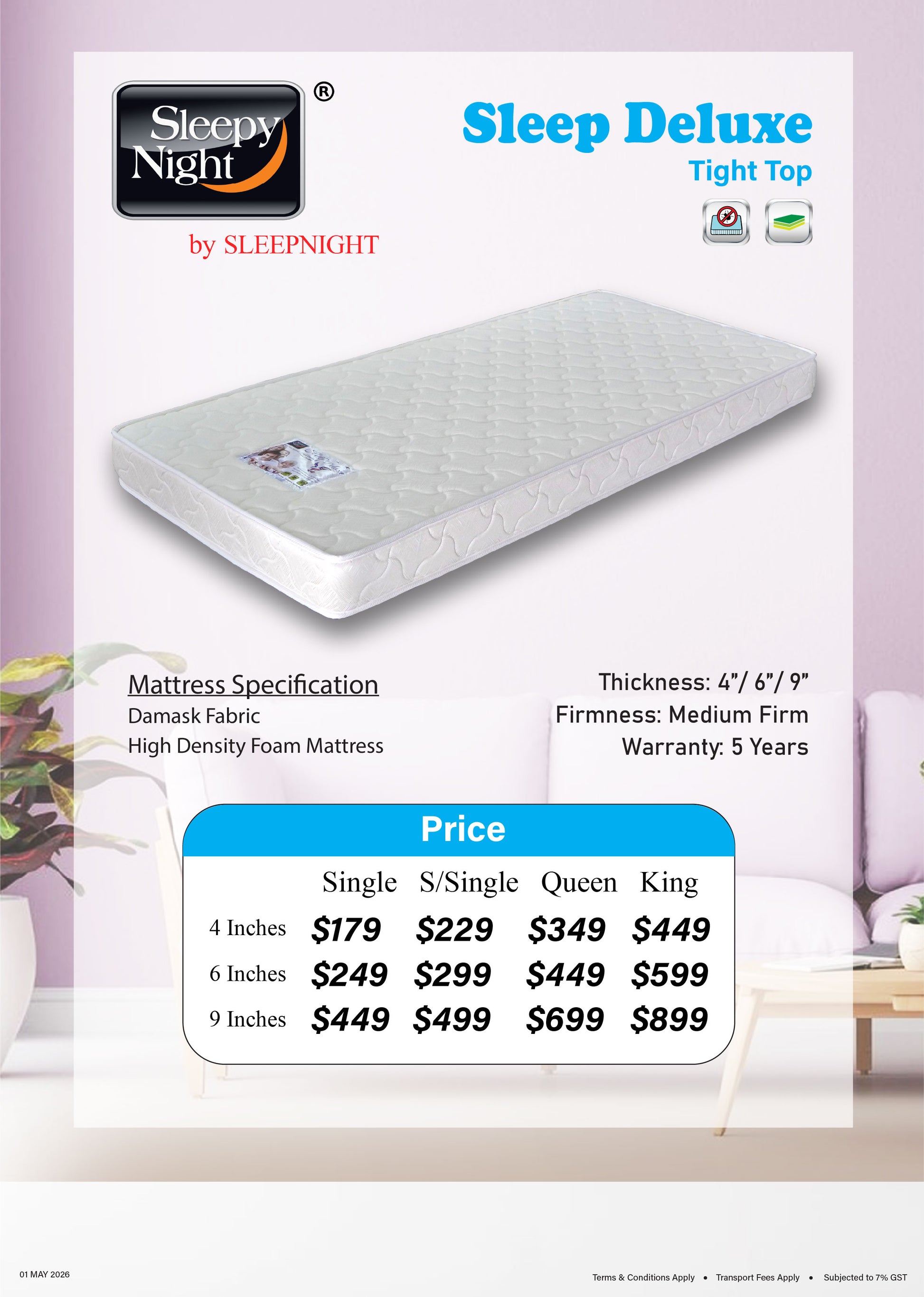 sleepynight sleep deluxe foam mattress
