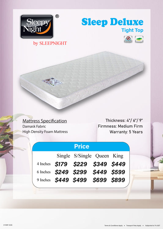 sleepynight sleep deluxe foam mattress