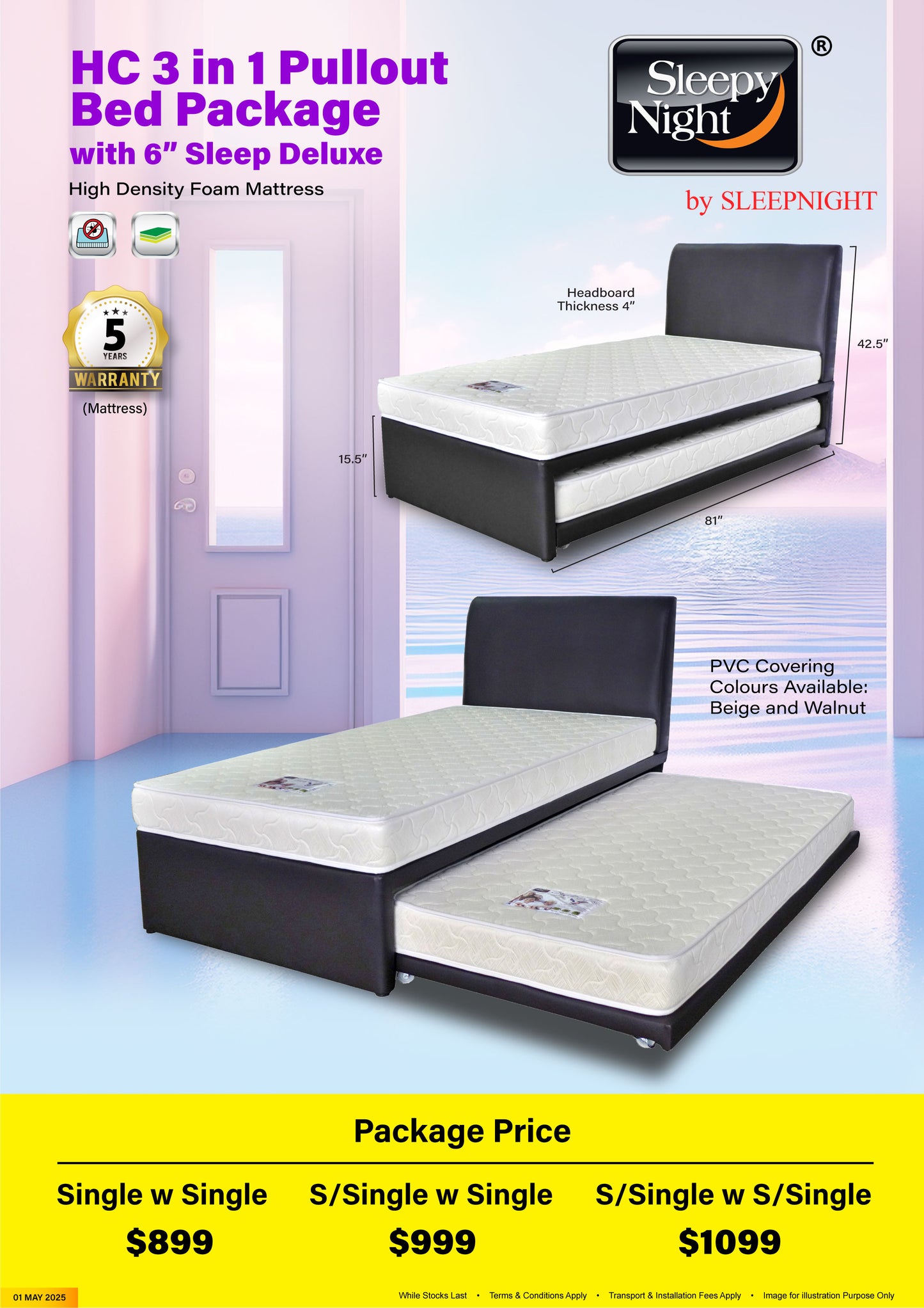 sleepynight 3 in 1 pullout bed package
