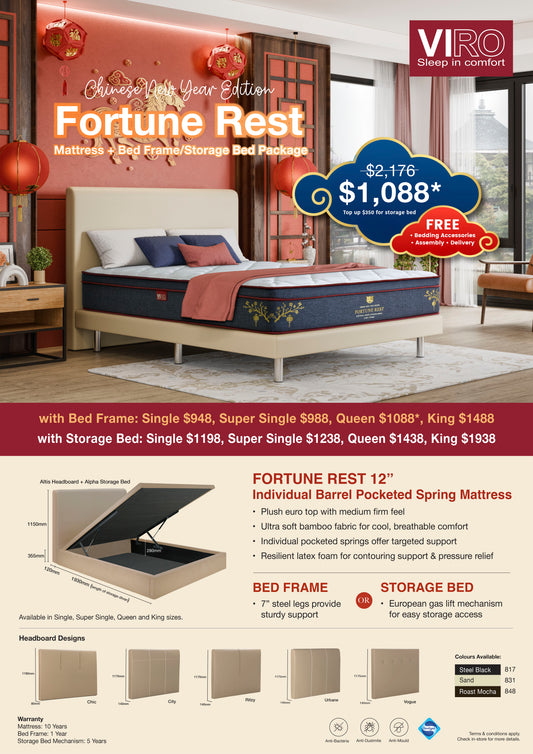 Viro Fortune Rest Pocketed Spring Mattress Bundle