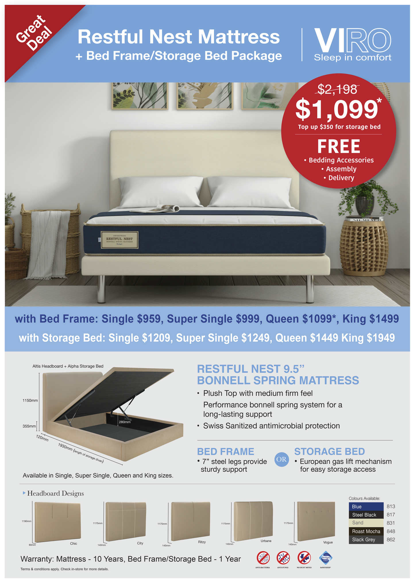 Viro Restful Nest Mattress Bundle