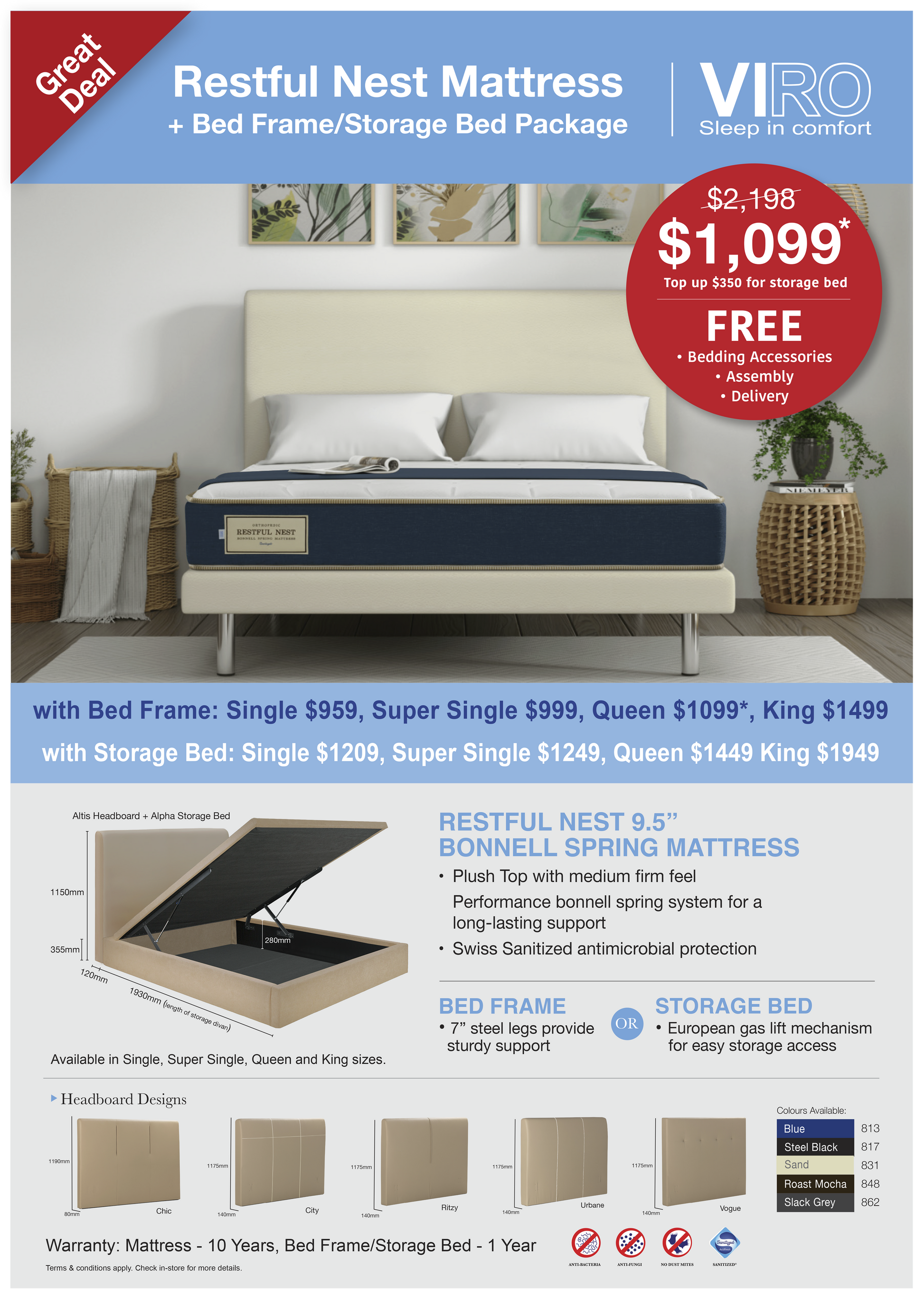 Viro Restful Nest Mattress Bundle