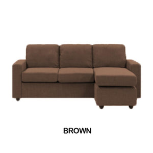 Fabric L Shape Sofa Brown