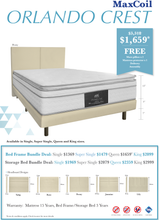 Load image into Gallery viewer, maxcoil orlando crest individual pocketed spring mattress bundle
