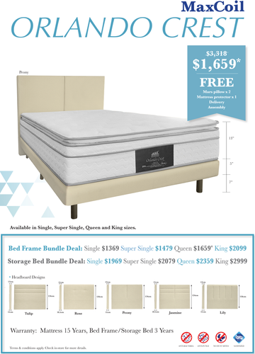 maxcoil orlando crest individual pocketed spring mattress bundle