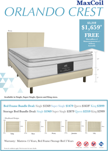 maxcoil orlando crest individual pocketed spring mattress bundle