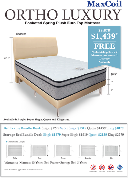 MaxCoil Ortho Luxury Pocketed Spring Mattress Bundle