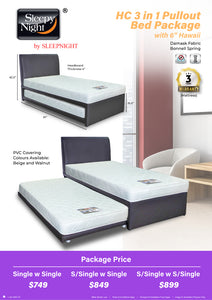 Sleepynight 3 in 1 Hawaii Spring Mattress Pull Out Bed