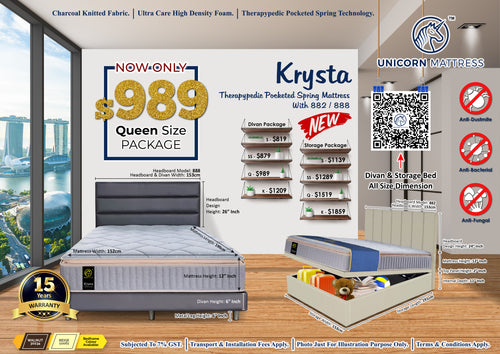 Krysta Pocketed Spring Therapypedic Mattress + Bedframe Bundle