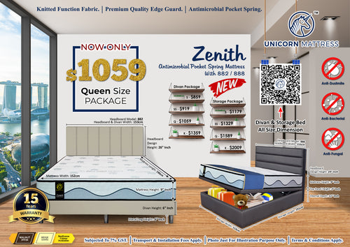 Unicorn Zenith Pocketed Spring Mattress Bundle